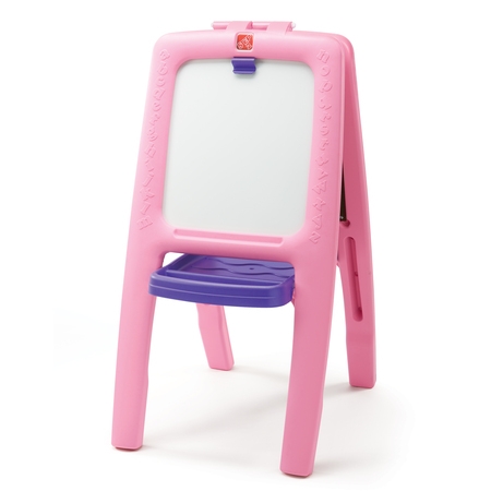 Step2 Easel for Two, Pink chalk and white board with 77 Piece Art (Best Art Easel For Adults)