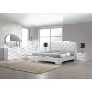 King Sized Bedroom Sets Modern Madrid 4 Piece Bedroom Set Eastern King Size Bed Leather Like Exterior Mirror Dresser Nightstand