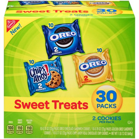 Nabisco Oreo, Chips Ahoy!, & Golden Oreo Sweet Treats Variety Cookie Pack, 23.3 Oz., 30 (100 Best Decorated Cookies)