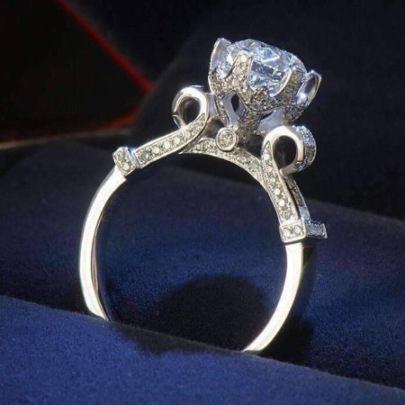 Cubic Zirconia Solitaire Ring - ON SALE - Extravagant Crown Set CZ Solitaire Engagement Ring 7
