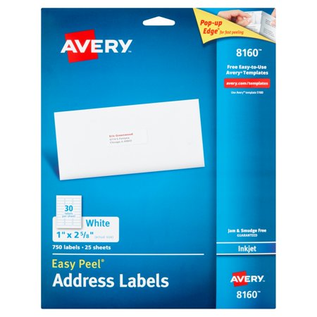 Avery 8160 Easy L White Inkjet Address Labels 750 Count Avery 8160 Easy L White Inkjet Address Labels 750 Count