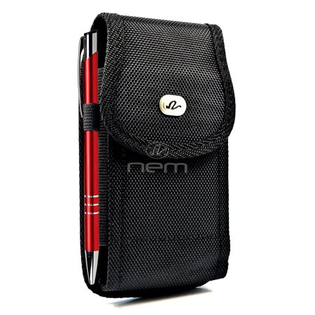 Mophie Iphone 4s Refurbished Apple iphone 4s / 4 Premium High Quality Heavy Duty Black Vertical Rugged Canvas Holster w/ Metal Belt Clip and Belt Loop - FITS w/ Mophie Juice Pack ON THE PHONE ()