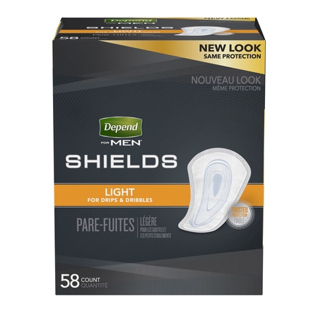 Depend Incontinence Shields for Men, Light Absorbency, 58 (Best Incontinence Pads For Women)