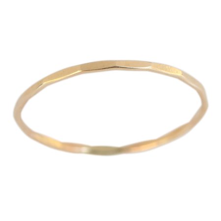 14k Eternity Toe Ring - 14k Gold Filled 1mm Thin Faceted Plain Band Midi Toe Ring