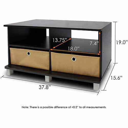 Furinno 11156 Entertainment Center with 2 Collapsible Bin Drawers