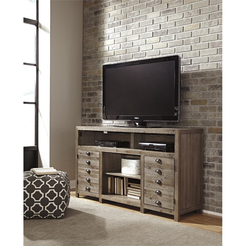 Ashley Keeblen 60'' TV Stand with Fireplace Option in Grayish Brown