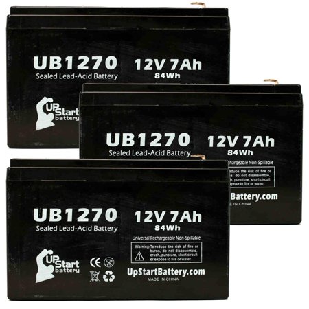- 3x Pack - Compatible APC BP280S Battery - Replacement UB1270 Universal Sealed Lead Acid Battery (12V, 7Ah, 7000mAh, F1 Terminal, AGM, SLA) - Includes 6 F1 to F2 Terminal Adapters