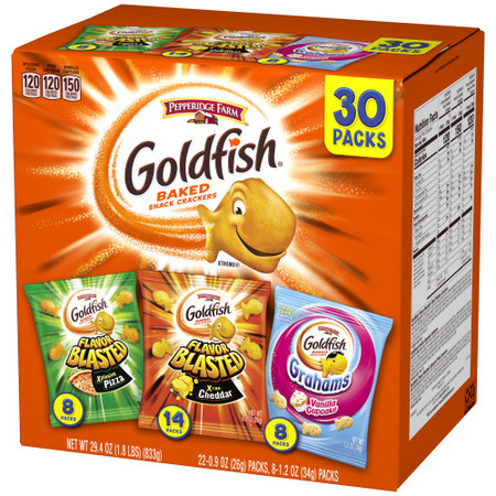 Pepperidge Farm Goldfish Bold Mix Crackers, 29.4 oz. Variety Pack Box, 30-count Snack