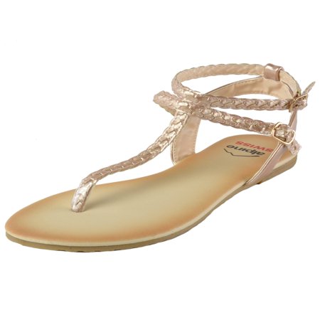 Roman Sandals Halloween - Alpine Swiss Womens Gladiator Sandals Braided T-Strap Slingback Roman Flats