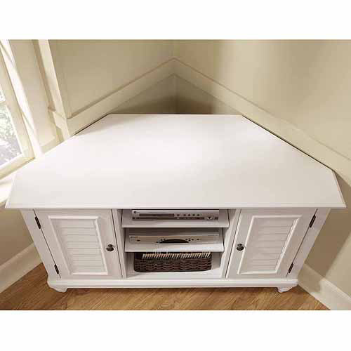 Home Styles Bermuda Brushed White Corner TV Stand