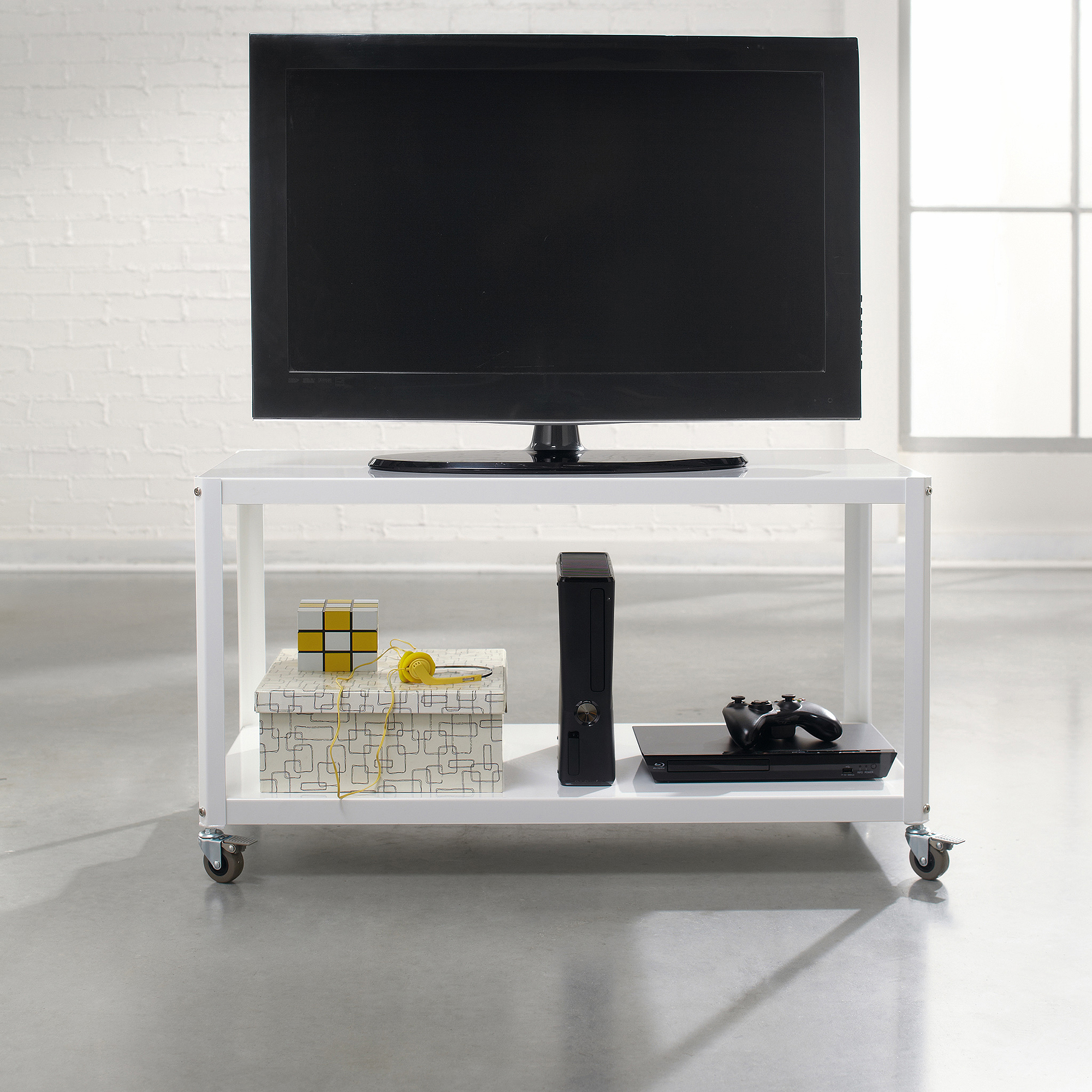 Sauder Soft Modern Multi-Cart TV Stand for TVs up to 37'', Multiple Colors