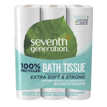 Seventh Generation Toilet Paper, 24 Rolls, 100% Recycled (Best Recycled Toilet Paper)