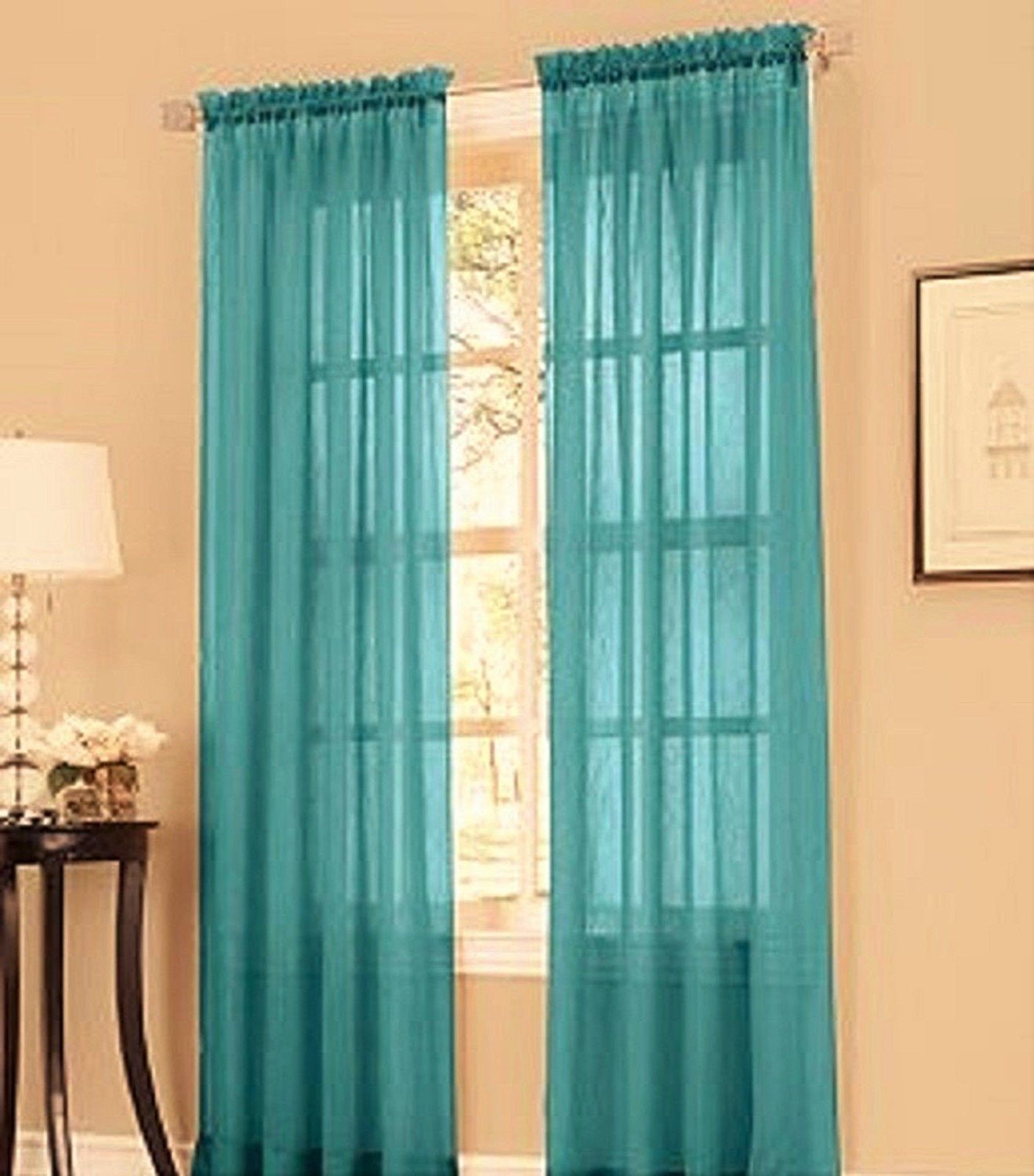 Huis 1 Bronze 8 Grommet Sheer Window Panel Curtain Treatme Drape
