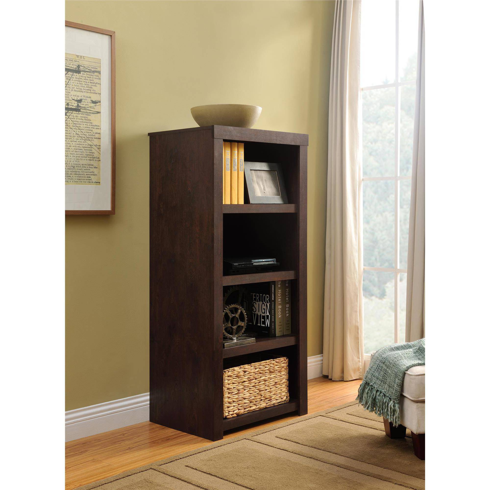 Altra Westbrook Media Storage Bookcase, Dark Walnut