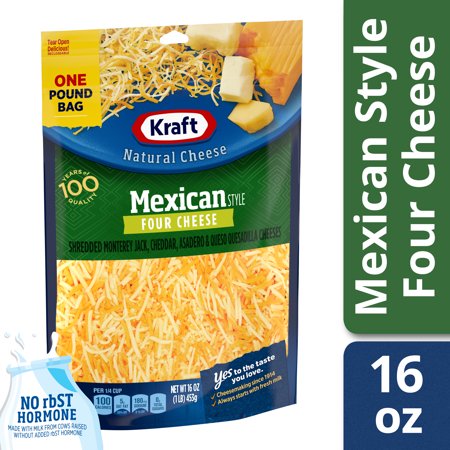 Kraft Shredded Mexican Style Four Cheese Blend, 16 Oz Bag - Walmart.com