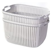 Basket Sets Plastic Wicker Basket Grey Large Set Of 2