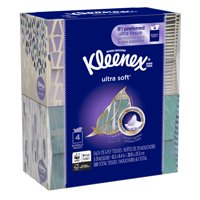 Kleenex Ultra Soft Facial Tissues, Cube Box, 75 Tissues per Cube Box, 4 Pack