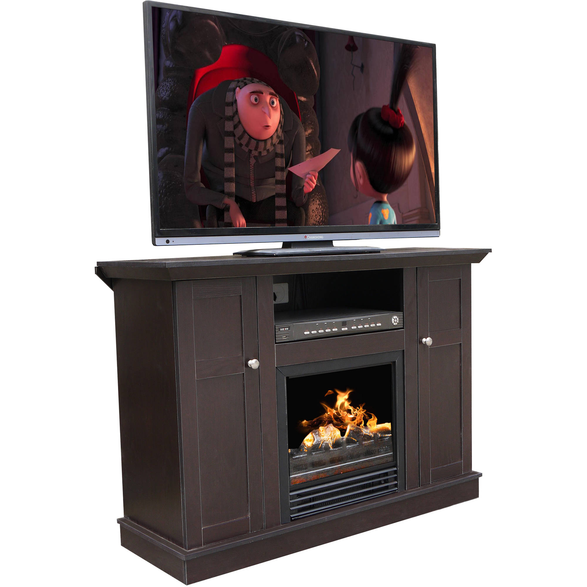 Décor Flame Kingsley 42'' Media Fireplace, for TVs up to 50'', Dark Chocolate