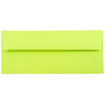 Ultra Thin Envelope - JAM Paper #10 Business Envelope, 4 1/8 x 9 1/2, Brite Hue Ultra Lime Green, 500/box