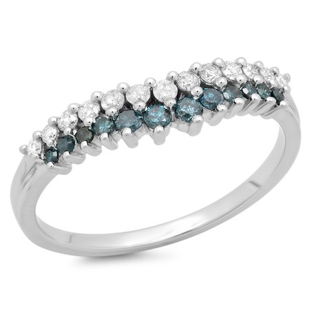 10k Yellow Gold 10 Ct Diamond Ring - Dazzlingrock Collection 0.35 Carat (ctw) 10K Round White & Blue Diamond Ladies Wedding Ring 1/3 CT, White Gold, Size 10