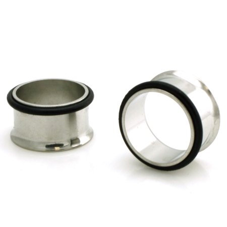 Ear Plugs Body Jewellery - Stainless Steel Tunnel With Rubber Stopper Ear Expander Plugs Body Jewelry