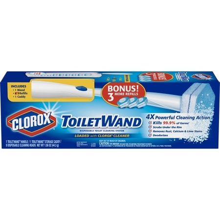 Clorox ToiletWand Disposable Toilet Cleaning Starter Kit Bonus Pack, 1 ToiletWand, 9