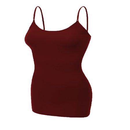 White Cami Tank Top Essential Basic Women's Basic Casual Long Camisole Cami Top Regular and Plus Sizes ()