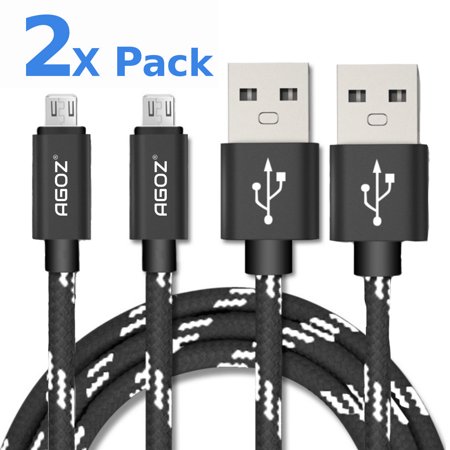 2 Pack 10ft Extra Long AGOZ Braided Micro USB FAST Charging Charger Data Sync Cable Cord for LG X Power 2 M320F, Fiesta LTE, Fiesta 2 L64VL L63BL, X Charge M322, X Venture H700, K20 V, K20 (Best Usb Cable For Fast Charging)