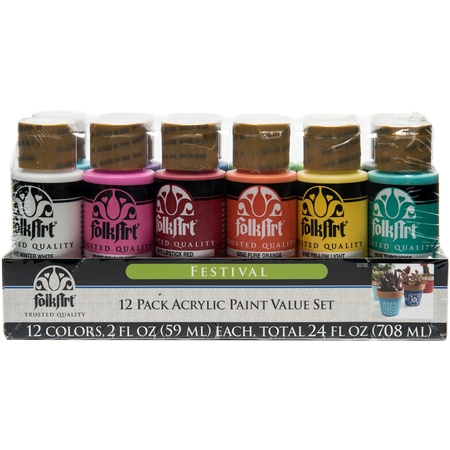 FolkArt Festival Acrylic Paint Value Set, 2 Fl. (Best Paper To Use For Acrylic Paint)