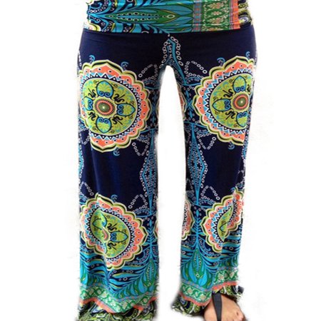 - Summer Women Floral Loose Boho Harem Wide Leg Pants Palazzo Yoga Leisure Trouser
