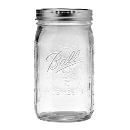 Ball Glass Mason Jar w/ Lid & Bad, Wide Mouth, 32 Ounces, 1