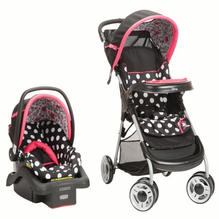 Disney Baby Minnie Mouse Lift & Stroll™ Plus Travel System, Minnie Coral (Best Double Stroller For Disney)