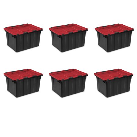 - Sterilite, 12 Gal./45 L Hinged Lid Industrial Tote, Case of 6