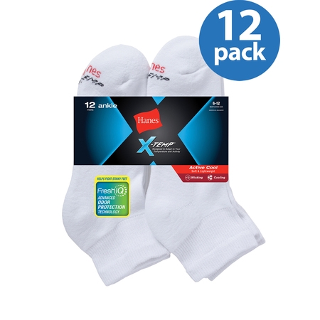 Men's X-Temp Active Cool Ankle Socks, 12 Pack