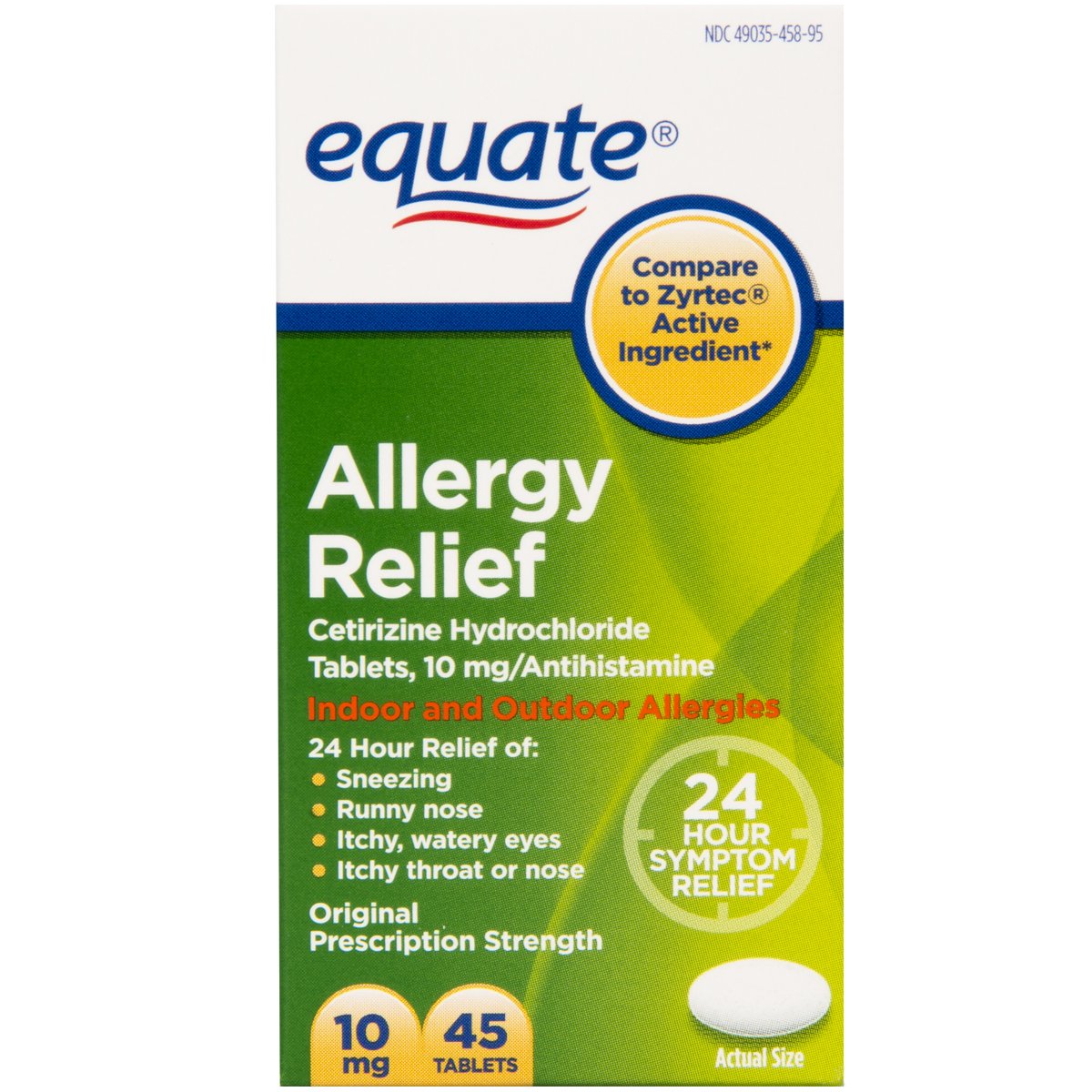 Equate Cetirizine NonDrowsy Allergy Relief Tablets (45 Ct) & Equate Fluticasone Nasal Spray