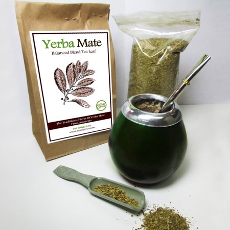 - 4Pc Argentina Yerba Mate Tea Gourd Cup Straw Bombilla 6oz Leaf Bag Kit Pack 4200