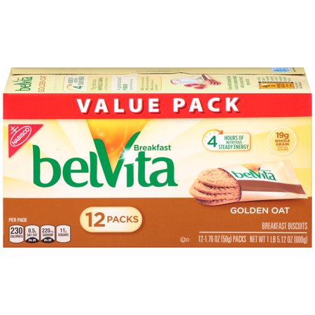 belVita Golden Oat Crunchy Breakfast Biscuits Value Pack, 1.16 Oz., 12