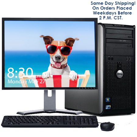 Dell Desktop Computer Bundle Windows 10 PC Intel Core 2 Duo 4GB RAM 160GB HD DVD 300Mps Wifi Bluetooth with a 17" LCD - Same Day Shipping On Weekday Orders Placed By 2 PM - Refurbished
