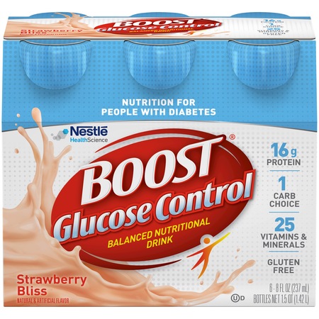 Boost Glucose Control Balanced Nutritional Drink, Strawberry Bliss, 8 fl oz Bottle, 6
