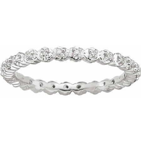 Diamond Flower Stackable Ring - Sterling Silver Stackable Expressions Diamond Ring