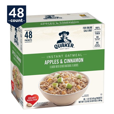 Quaker Instant Oatmeal, Apples & Cinnamon, 48 Packets ...