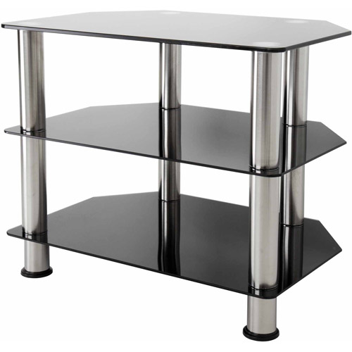 AVF Black Glass Floor Stand with Chrome Legs for TVs up to 32''