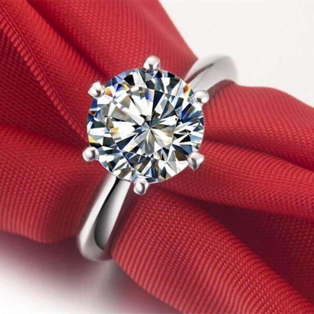 - ON SALE - Genevieve 3CT Round Cut IOBI Simulated Diamond Solitaire Ring 8.5