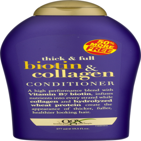 OGX Thick & Full Conditioner Biotin & Collagen, 19.5 FL (Best Deep Conditioner For Over Processed Hair)