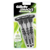 Gillette Mach3 Sensitive Mens Disposable Razors, 3 Count