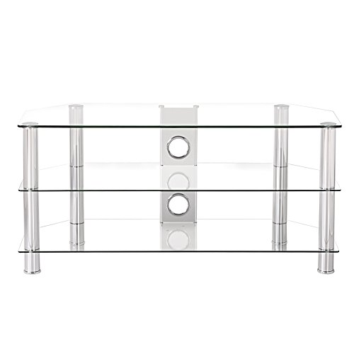 Fitueyes Classic Clear Tempered Glass Tv Stand Fit for up to 46-inch LCD LED Oled Tvs TS310501GT