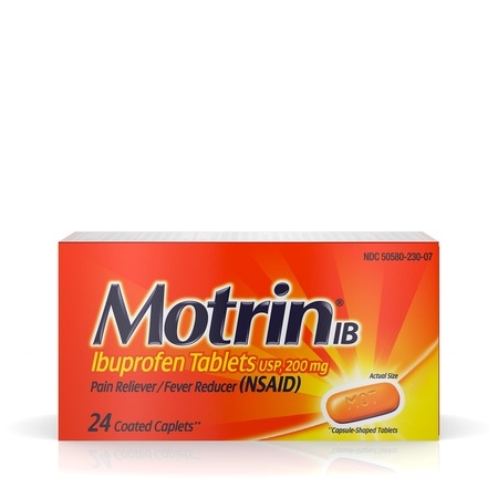 Motrin IB, Ibuprofen 200mg Tablets for Pain & Fever Relief, 24