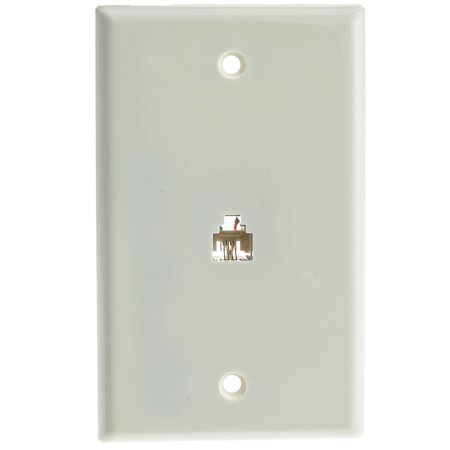Rj11 Phone Wall Plate - ACL 2 Line Telephone Wall Plate, RJ11, 4 Conductor, White, 1 Pack