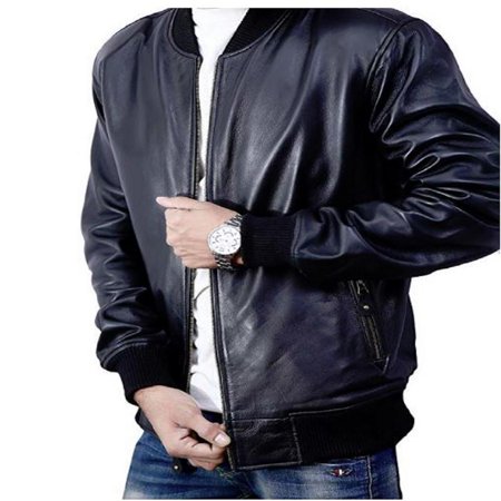 Bomber Jacket men, Black Genuine Lambskin Leather Jacket for Men, Novelty (Best Leather Jacket For Your Body Type)