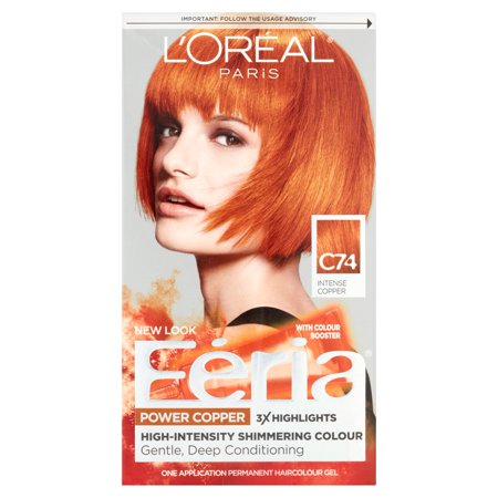 Feria Blonde Shimmer Hair Color L'Oreal Paris Feria Power Copper One Application Permanent Haircolour Gel C74 Intense Copper ()